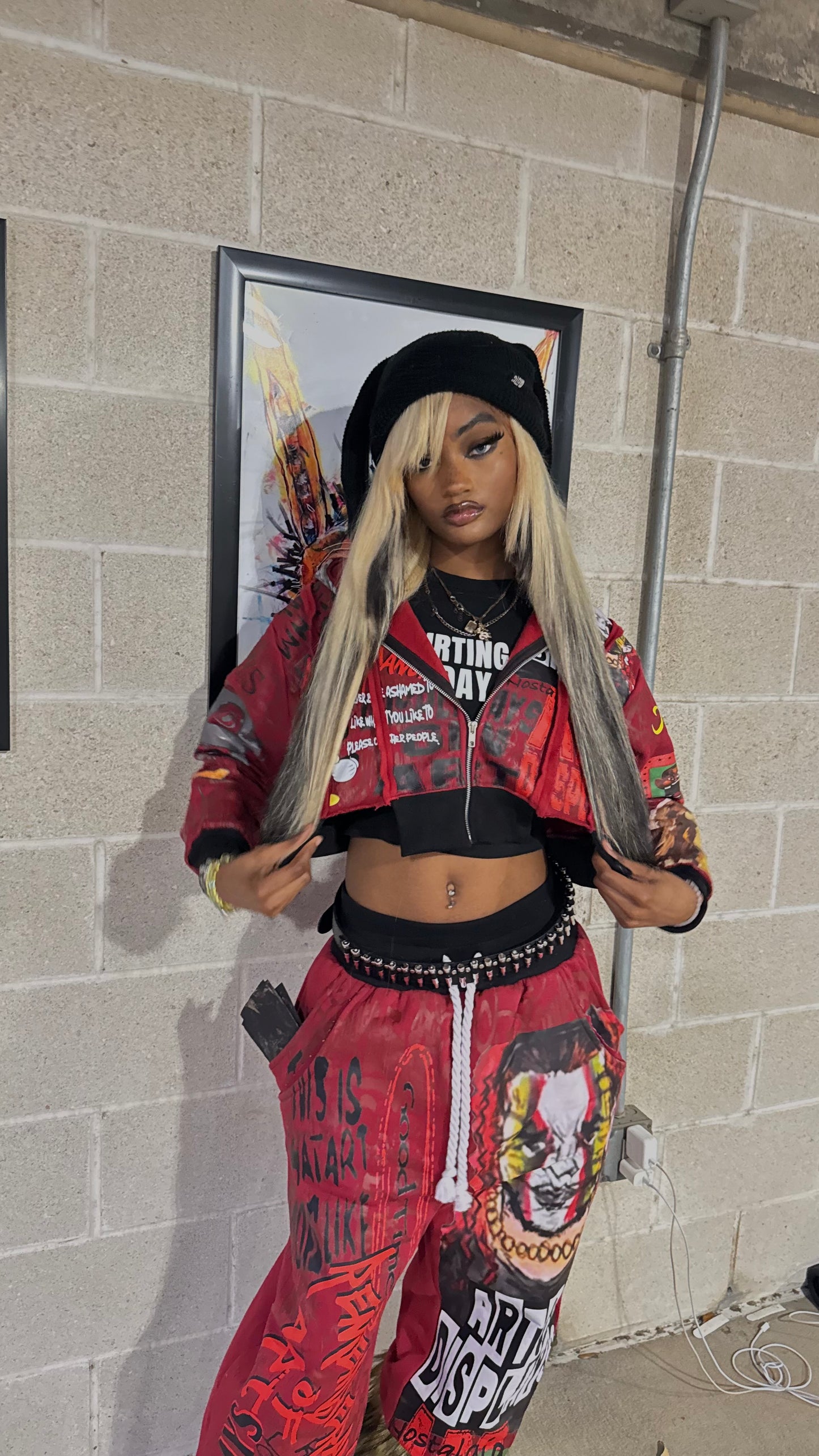 “Nostalgia” Women’s Graffiti Crop Top Hoodie