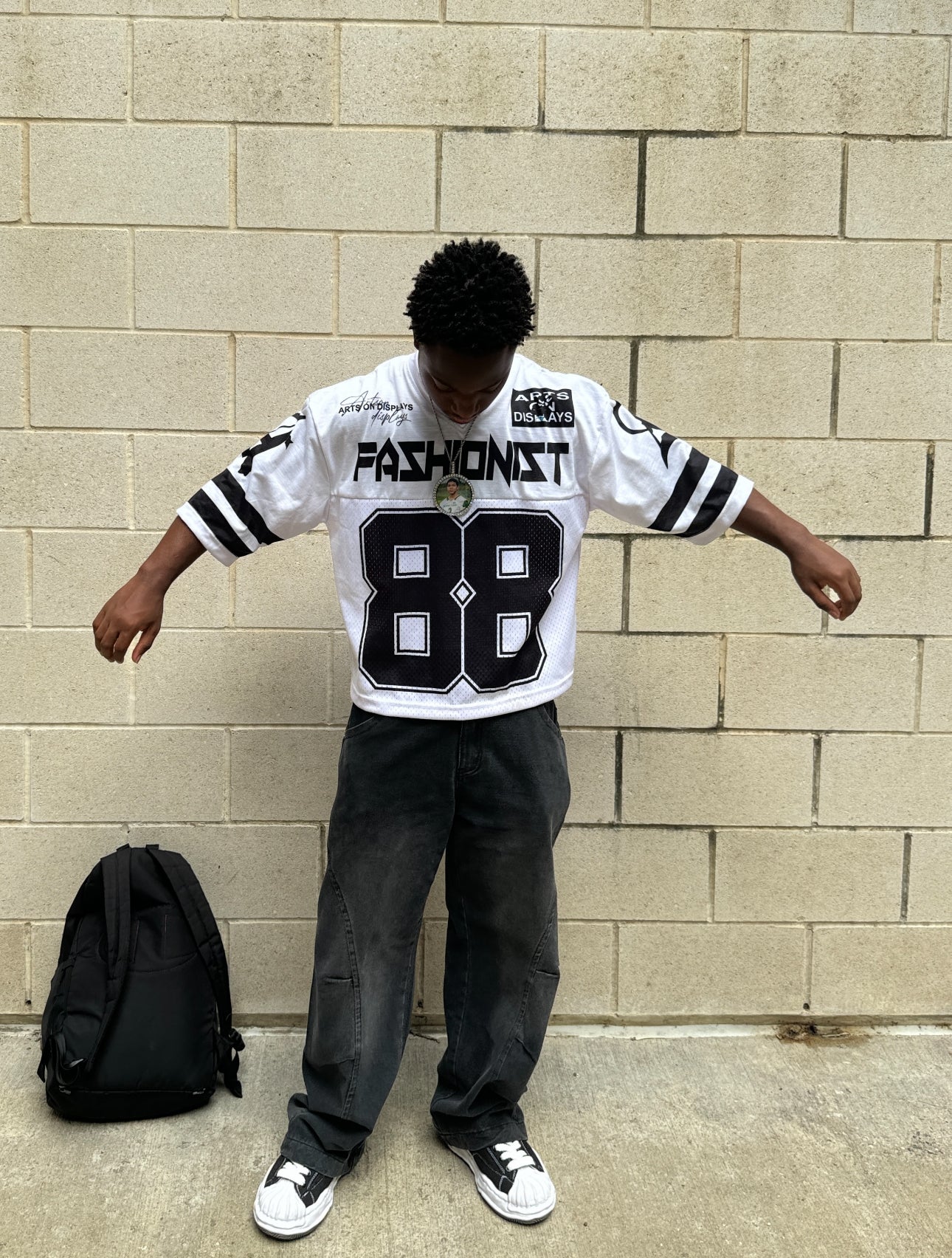 Black “Fashionist” Football Jersey T-Shirt