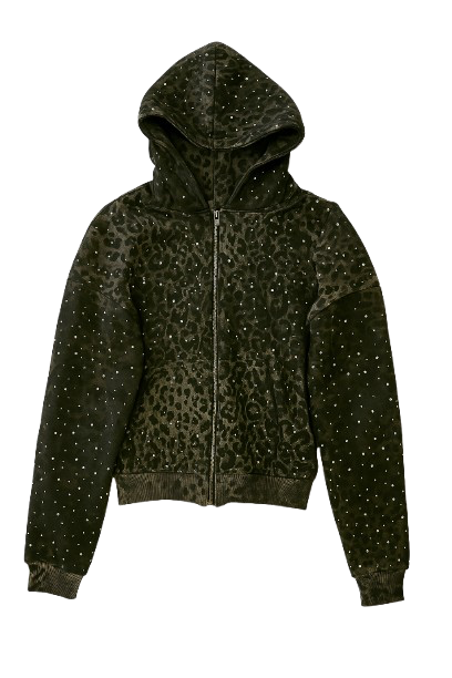 “Stardust” Diamond Cheetah Zip-Up