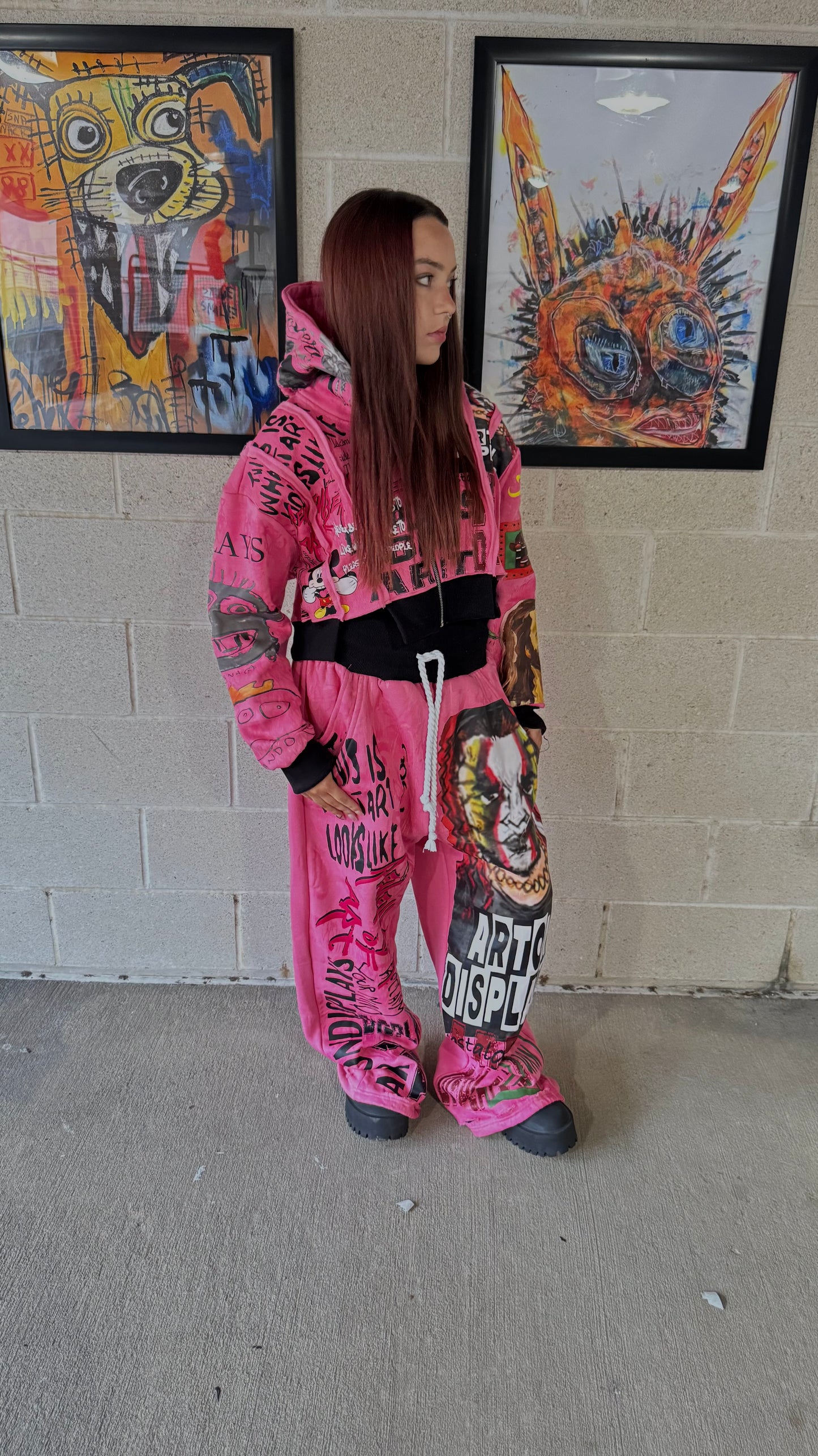 “Nostalgia” Women’s Graffiti Crop Top Hoodie
